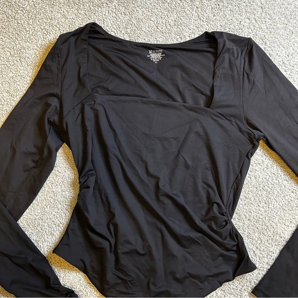 Long Sleeve Bodysuit Square Neck Double Lined Ruched Snap Closure Top size XL - Picture 4 of 10